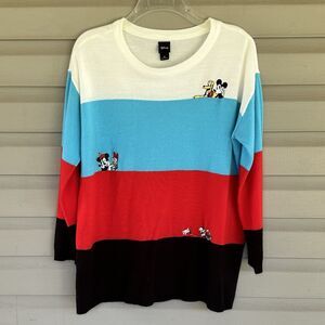 Disney Mickey XL Six Color Block Lightweight Embroidered Sweater
